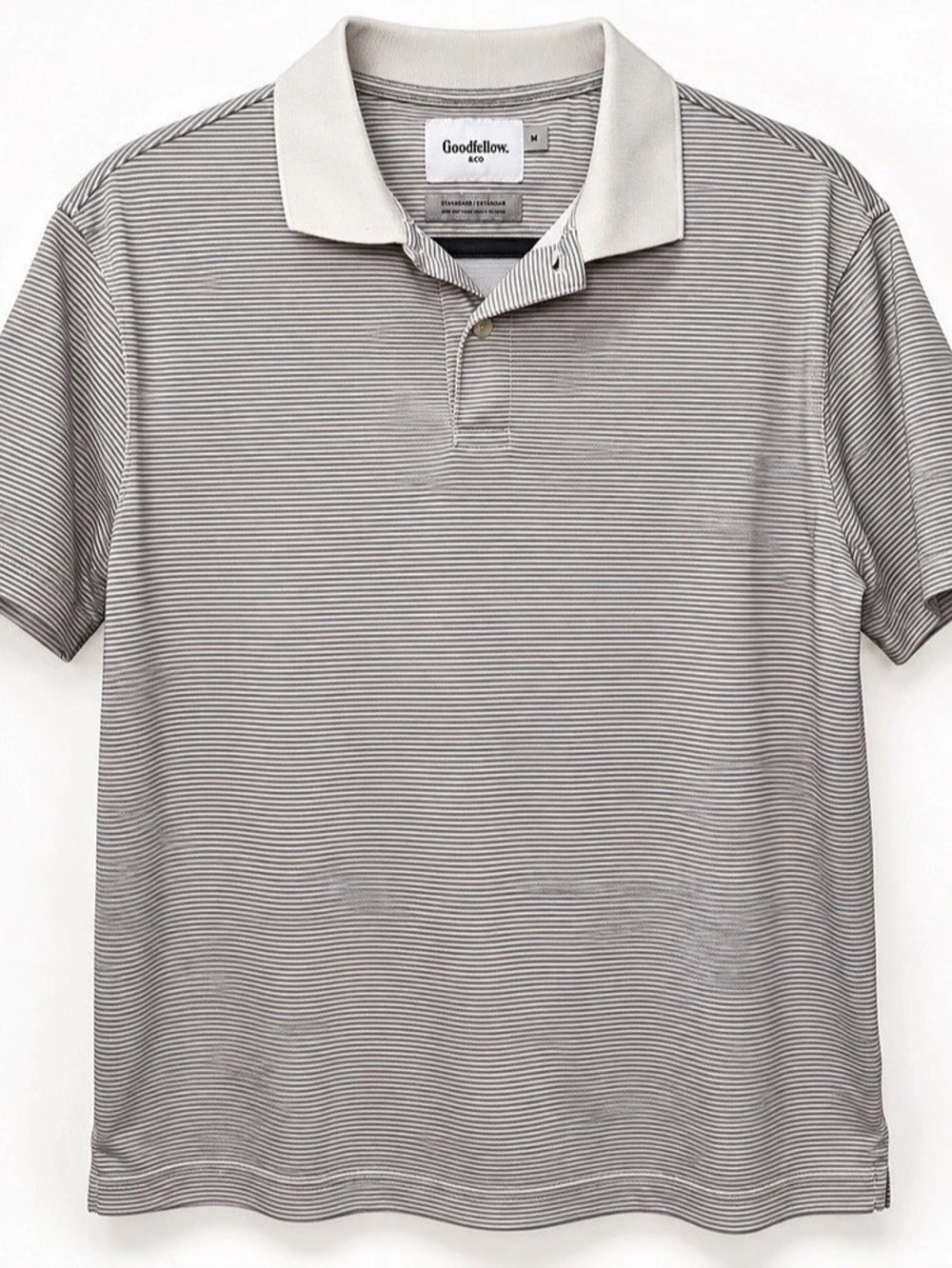 Goodfellow & Co Men's Striped Polo in Gray & White Size Medium Like New